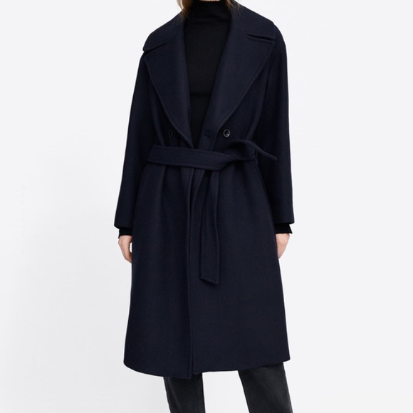navy coat zara
